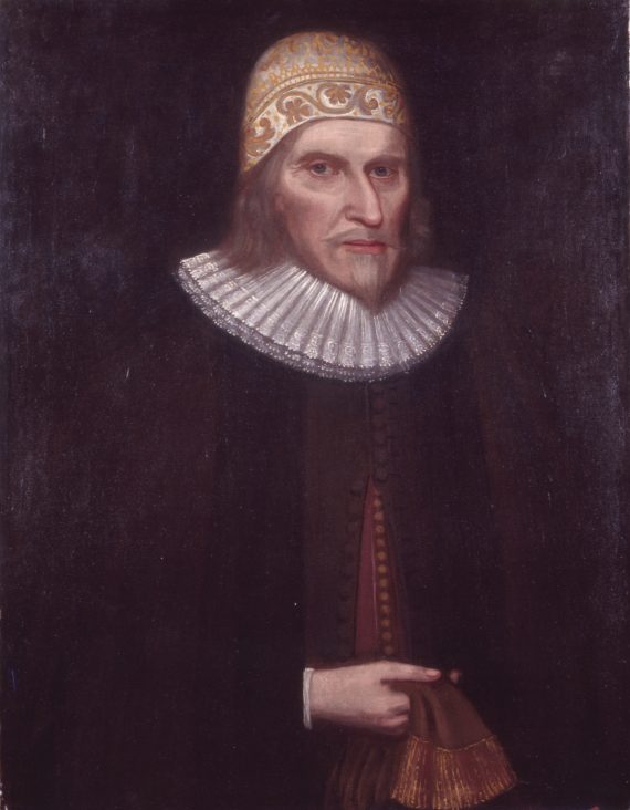 Portrait of Humphrey Chetham in 1653, hanging in the Library Reading Room