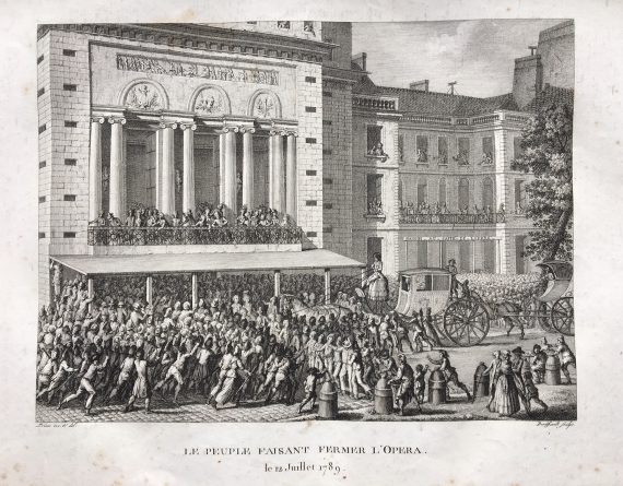 Engraving - the People closing down the Opera