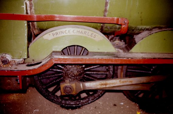 Photo of connecting rods of the locomotive 'Prince of Wales' in the engineering shop at Belle Vue. Copyright Jon Cocks.